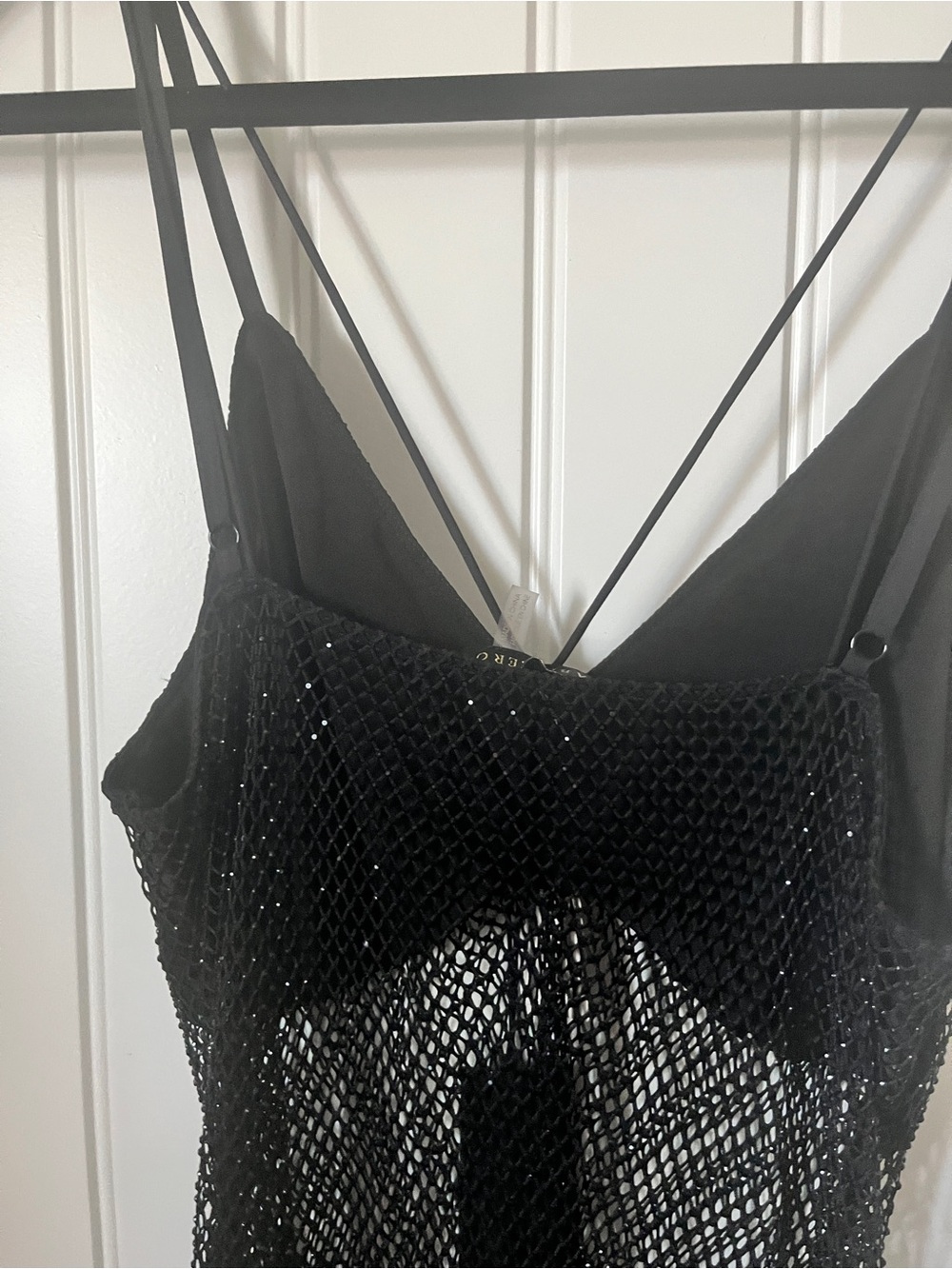 Anthropologie NwT Caballero Black Mesh Slip Dress with built in layer - Picture 8 of 11